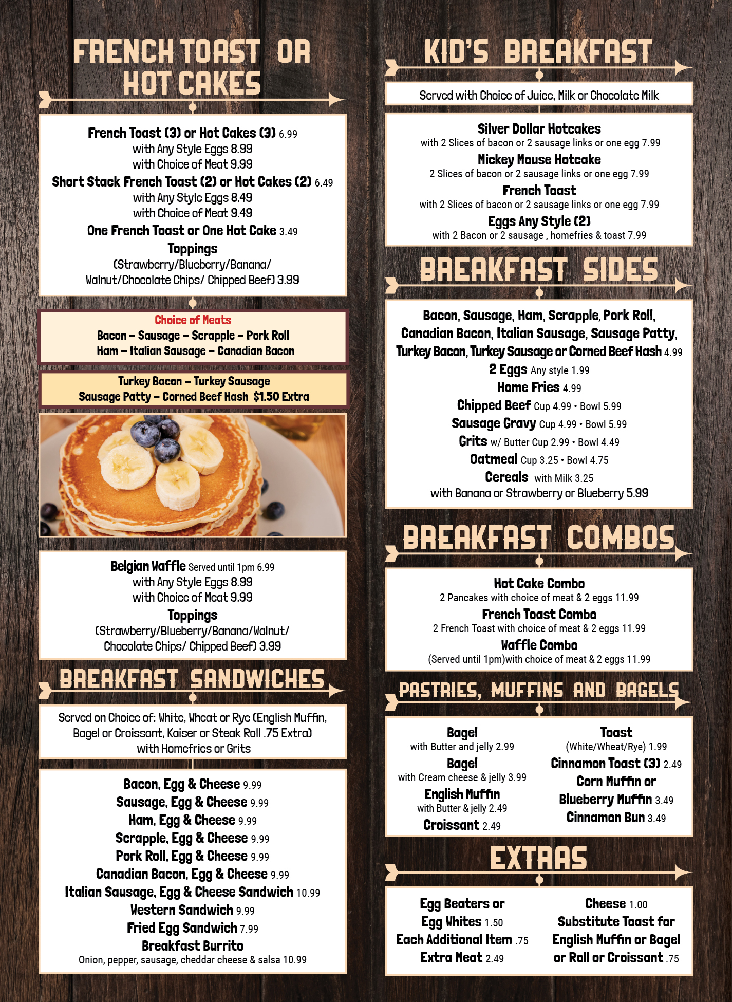 Our Menu The Rooster Diner